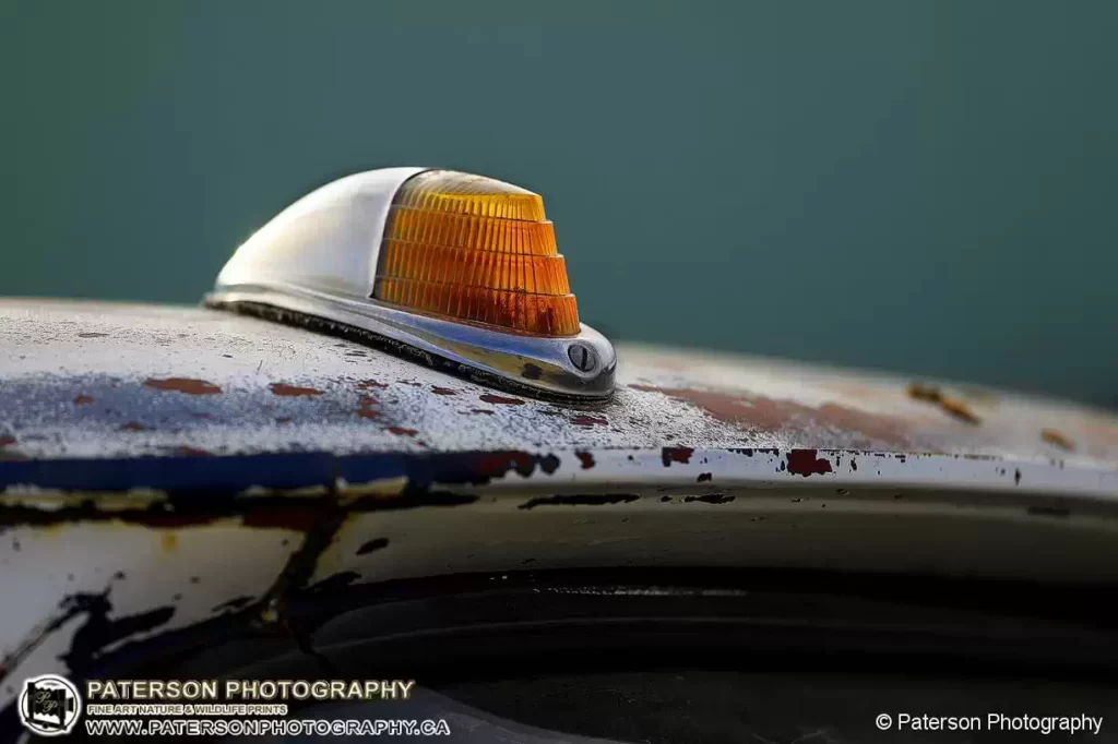 Abandoned truck roof marker light showing the amazing texture of the pealing paint, Photo education